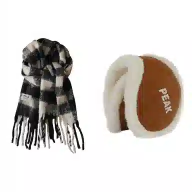 匹克 流苏保暖毛绒护耳韩系 涤纶 绒线围巾 男女同款情侣款