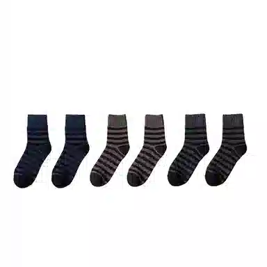 棉基因 舒适透气加绒加厚保暖亲肤毛圈中筒袜 男款 组合装