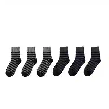 棉基因 舒适透气加绒加厚保暖亲肤毛圈中筒袜 男款 组合装