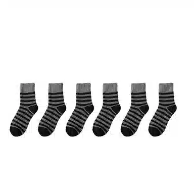 棉基因 舒适透气加绒加厚保暖亲肤毛圈中筒袜 男款 组合装