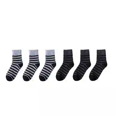 棉基因 舒适透气加绒加厚保暖亲肤毛圈中筒袜 男款 组合装