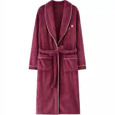 秀黛 刺绣长款家居服可外穿保暖睡袍 女款