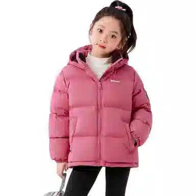 左西 连帽简约字母长袖羽绒服 儿童款