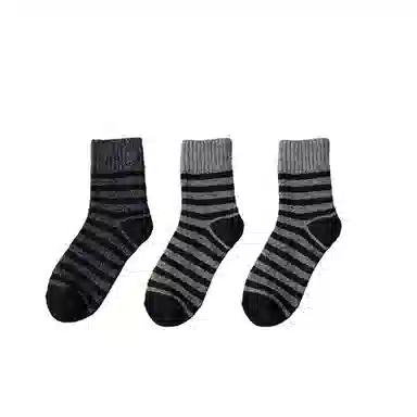 棉基因 舒适透气加厚加绒保暖亲肤毛圈中筒袜 男款 组合装