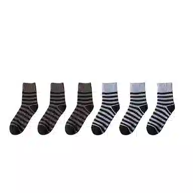 棉基因 舒适透气加绒加厚保暖亲肤毛圈中筒袜 男款 组合装