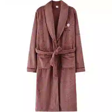 秀黛 刺绣长款家居服可外穿保暖睡袍 女款