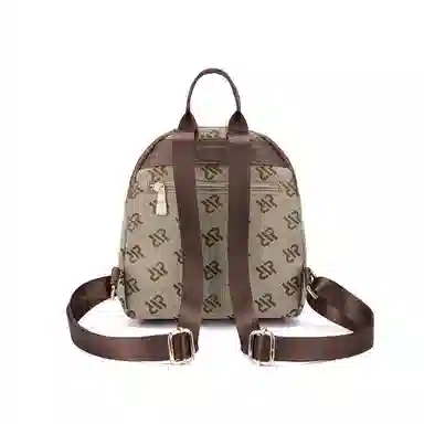 红蜻蜓 小众图案设计休闲简约日常通勤时尚百搭 织物 双肩包 女款 咖啡色