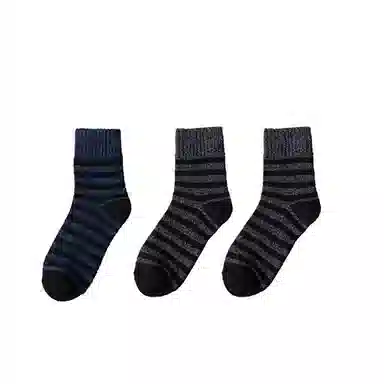 棉基因 舒适透气加厚加绒保暖亲肤毛圈中筒袜 男款 组合装