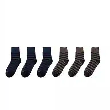 棉基因 舒适透气加厚加绒保暖亲肤毛圈中筒袜 男款 组合装