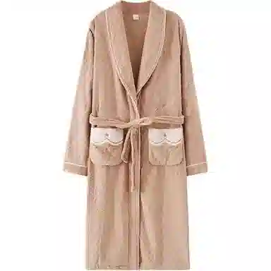 秀黛 刺绣长款家居服可外穿保暖睡袍 女款