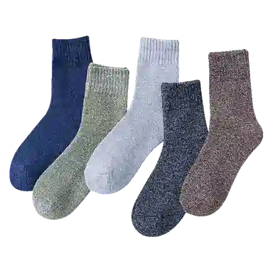 棉基因 舒适透气加厚加绒保暖亲肤毛圈中筒袜 男款 组合装