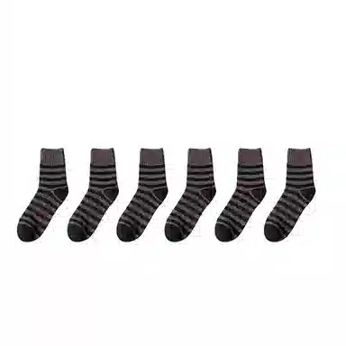 棉基因 舒适透气加厚加绒保暖亲肤毛圈中筒袜 男款 组合装