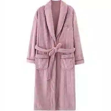 秀黛 刺绣长款家居服可外穿保暖睡袍 女款