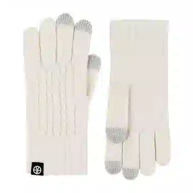 山一丸 麻花纹冬季保暖防寒可触屏成人纯色户外骑车加绒 腈纶 绒线手套 男女同款情侣款