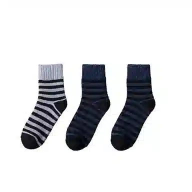 棉基因 舒适透气加绒加厚保暖亲肤毛圈中筒袜 男款 组合装