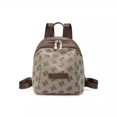 红蜻蜓 小众图案设计休闲简约日常通勤时尚百搭 织物 双肩包 女款 咖啡色