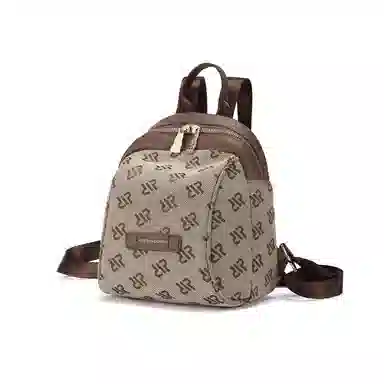 红蜻蜓 小众图案设计休闲简约日常通勤时尚百搭 织物 双肩包 女款 咖啡色