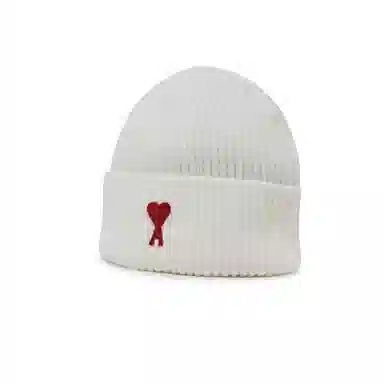 AMIPARIS Embroidered Heart Beanie White