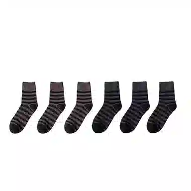 棉基因 舒适透气加厚加绒保暖亲肤毛圈中筒袜 男款 组合装