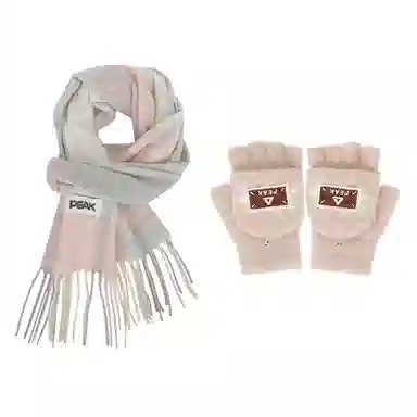 匹克 冬季保暖套装流苏撞色甜美小清新简约百搭 绒线围巾 男女同款情侣款