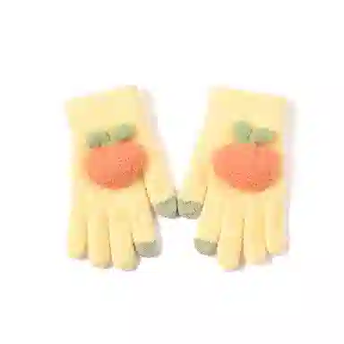 浪莎 冬季女士针织手套可爱韩版防寒保暖女学生加厚触屏骑行手套 涤纶 绒线手套 女款