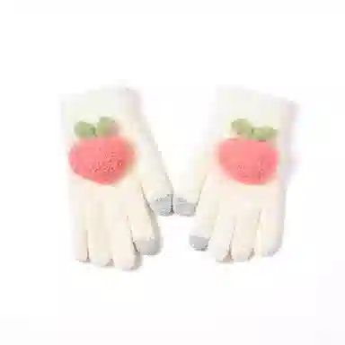 浪莎 冬季女士针织手套可爱韩版防寒保暖女学生加厚触屏骑行手套 涤纶 绒线手套 女款