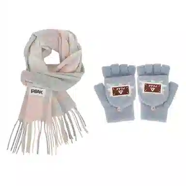 匹克 冬季保暖套装流苏撞色甜美小清新简约百搭 绒线围巾 男女同款情侣款