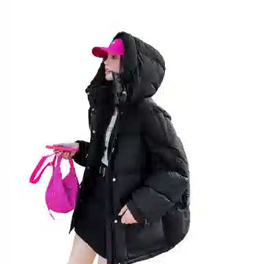 鸭鸭 撞色宽松休闲面包服羽绒服 女款