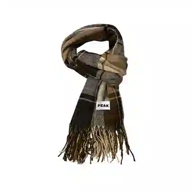 匹克 秋冬美拉德色系经典格子简约百搭通勤流苏 绒线围巾 男女同款情侣款