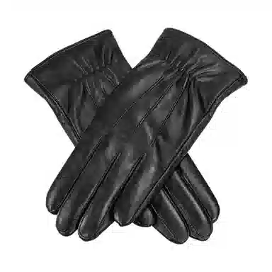 上海故事 真皮加绒加厚保暖外出骑行防风防寒防泼水可触屏 羊皮革 绒线手套 女款 黑色