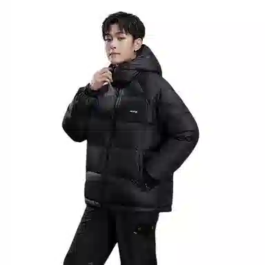 鸭鸭 加厚高蓬松舒适保暖短款面包羽绒服 男女同款 黑色