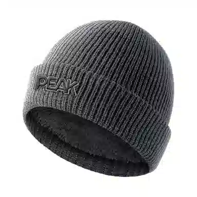 匹克 秋冬休闲简约潮流 腈纶/涤纶 绒线帽 加绒加厚保暖防寒 男女同款情侣款 灰色