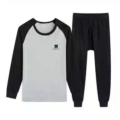 贴身领域 舒适亲肤圆领打底防寒保暖套装 男款