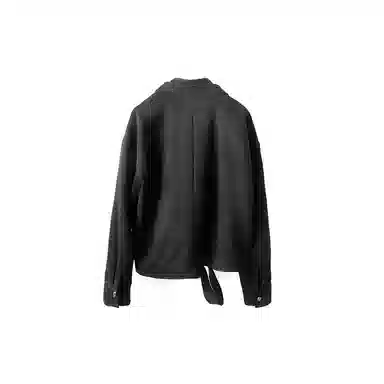 幻象者 原创设计宽松纯色短款长袖夹克外套 男女同款 黑色