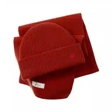 玖慕 毛绒两件套装秋冬女朋友生日送礼保暖精致礼盒 绵羊毛 绒线围巾 女款