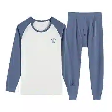 贴身领域 舒适亲肤圆领打底防寒保暖套装 男款