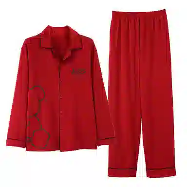 宜而爽 亲肤舒适休闲简约家居服睡衣套装 男款 红色