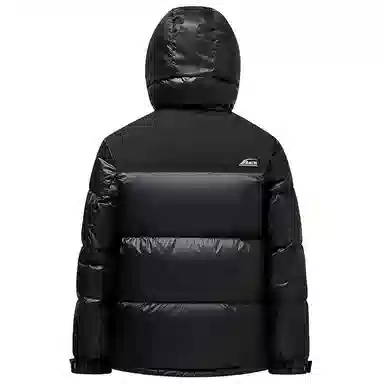 雅鹿 拼色连帽短加厚保暖面包服羽绒服 男款