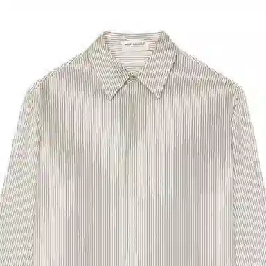 SAINT LAURENT Boyfriend Shirt In Striped Silk Satin