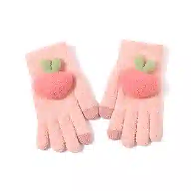 浪莎 冬季女士针织手套可爱韩版防寒保暖女学生加厚触屏骑行手套 涤纶 绒线手套 女款