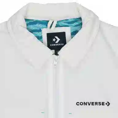 Converse Logo Print Jacket Cream White