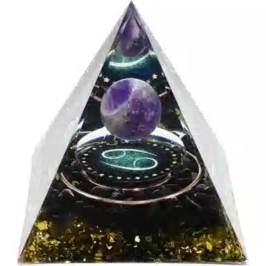 一点潮玩 十二星座 黑曜石水晶石金字塔摆件 玩具