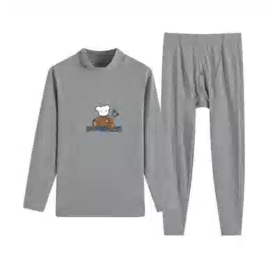 贴身领域 纯棉秋衣秋裤中领薄款半高领全棉毛衫内衣冬保暖套装 男款