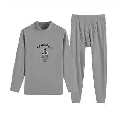 贴身领域 纯棉秋衣秋裤中领薄款半高领全棉毛衫内衣冬保暖套装 男款