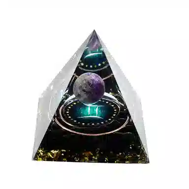 一点潮玩 十二星座 黑曜石水晶石金字塔摆件 玩具