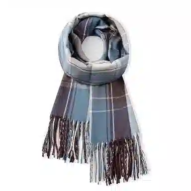 梦特娇 秋冬韩版格子流苏学院风 仿羊毛 绒线围巾 男款