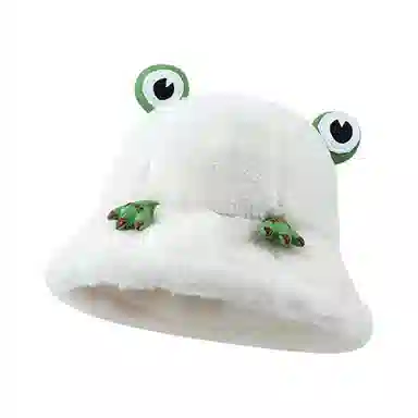 啄木鸟 可爱卡通网红青蛙帽子秋冬季加绒加厚保暖防寒甜美百搭显脸小盆帽 聚酯纤维 渔夫帽 男女同款情侣款