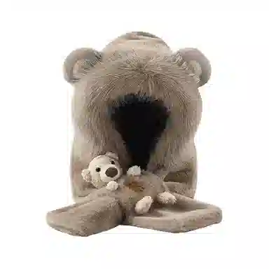 匹克 秋冬可爱卡通小熊亲肤毛绒加厚加绒保暖骑车防寒 聚酯纤维 斗篷帽 男女同款情侣款