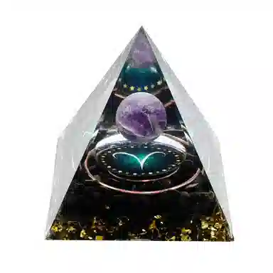 一点潮玩 十二星座 黑曜石水晶石金字塔摆件 玩具