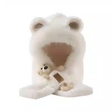 匹克 秋冬可爱卡通小熊亲肤毛绒加厚加绒保暖骑车防寒 聚酯纤维 斗篷帽 男女同款情侣款